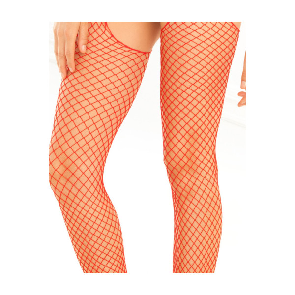 Bodystocking rouge filet ouvert devant et derrière 